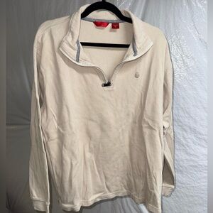 Vintage Men's Beige Quarter Zip Sweater